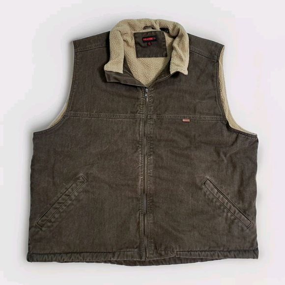 Wolverine Vest Mens 2XL XXL Brown Sherpa Lined Full Zip Canvas Jacket Workwear - Picture 1 of 7